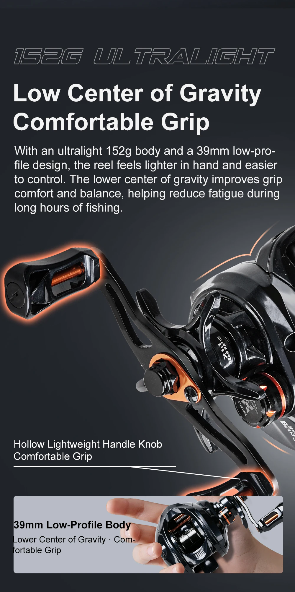 HASIDA Butterfly DC BFS Baitcasting-Rolle 152g Leichtgewicht 7.1:1 Digitalsteuerung-Rolle für Leichtköder-Angeln – Detail 2