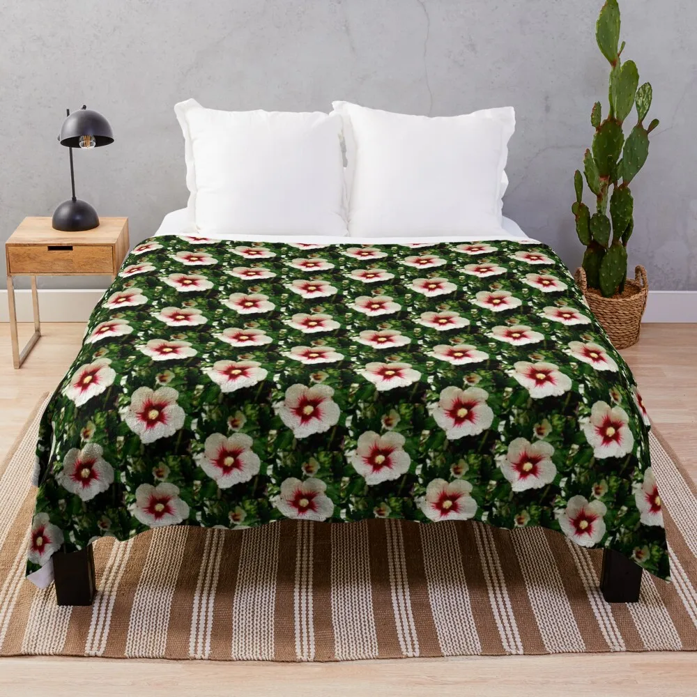 

Raindrop Laden Rose of Sharon Blossom Throw Blanket Comforter Extra Large Throw Decorative Sofa Blankets