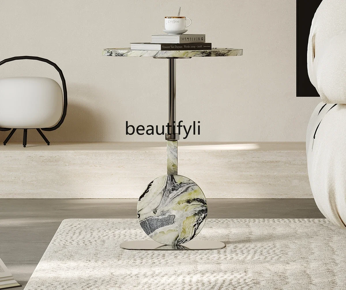 

Light luxury round sofa, small living room marble corner few designer high-end bedroom bedside few