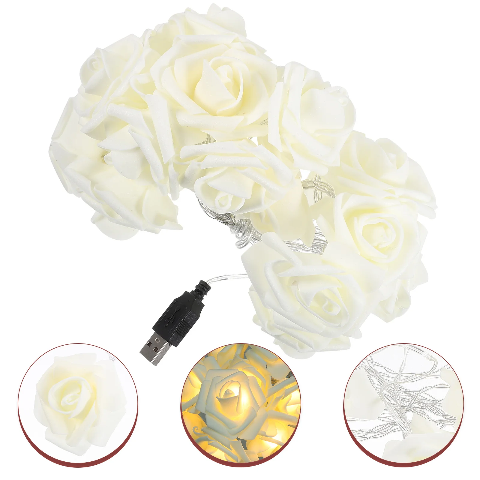 

3 Meter 20 LED Fairy String Light Rose Design Glowing Decoration for Party Wedding Holiday Window Tree Wall Indoor Outdoor Use