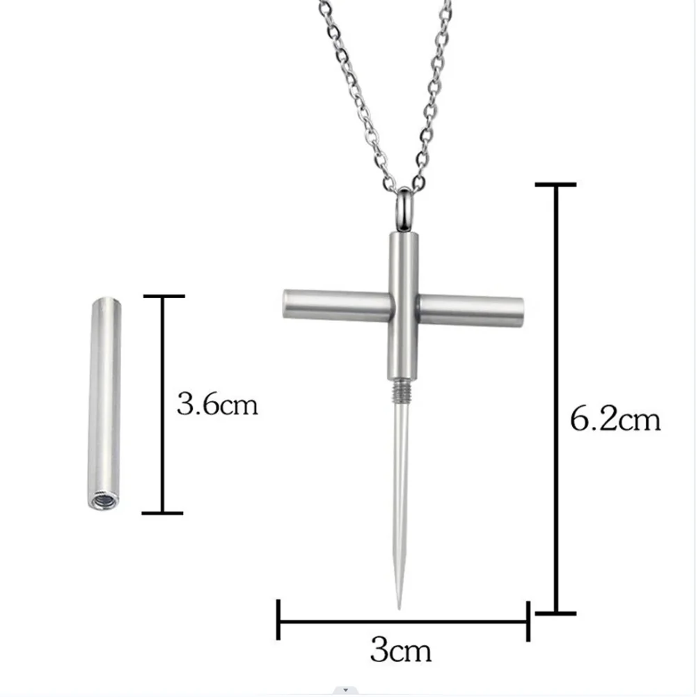 Stainless Steel Pendant Cross Necklace Men Fashion Jewelry Chains Boy EDC Gadgets For Male Female Women Girls Gifts Multi Tools