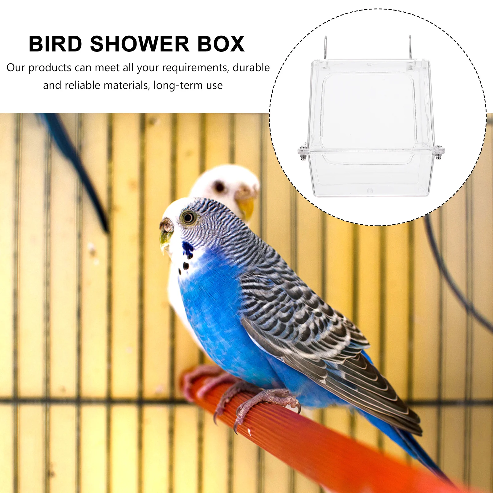 

Bird Bath Box Durable Hanging Design For Parrots Canaries Small Birds Summer Shower Winter Sand Bath Cage Pet Care Accessory