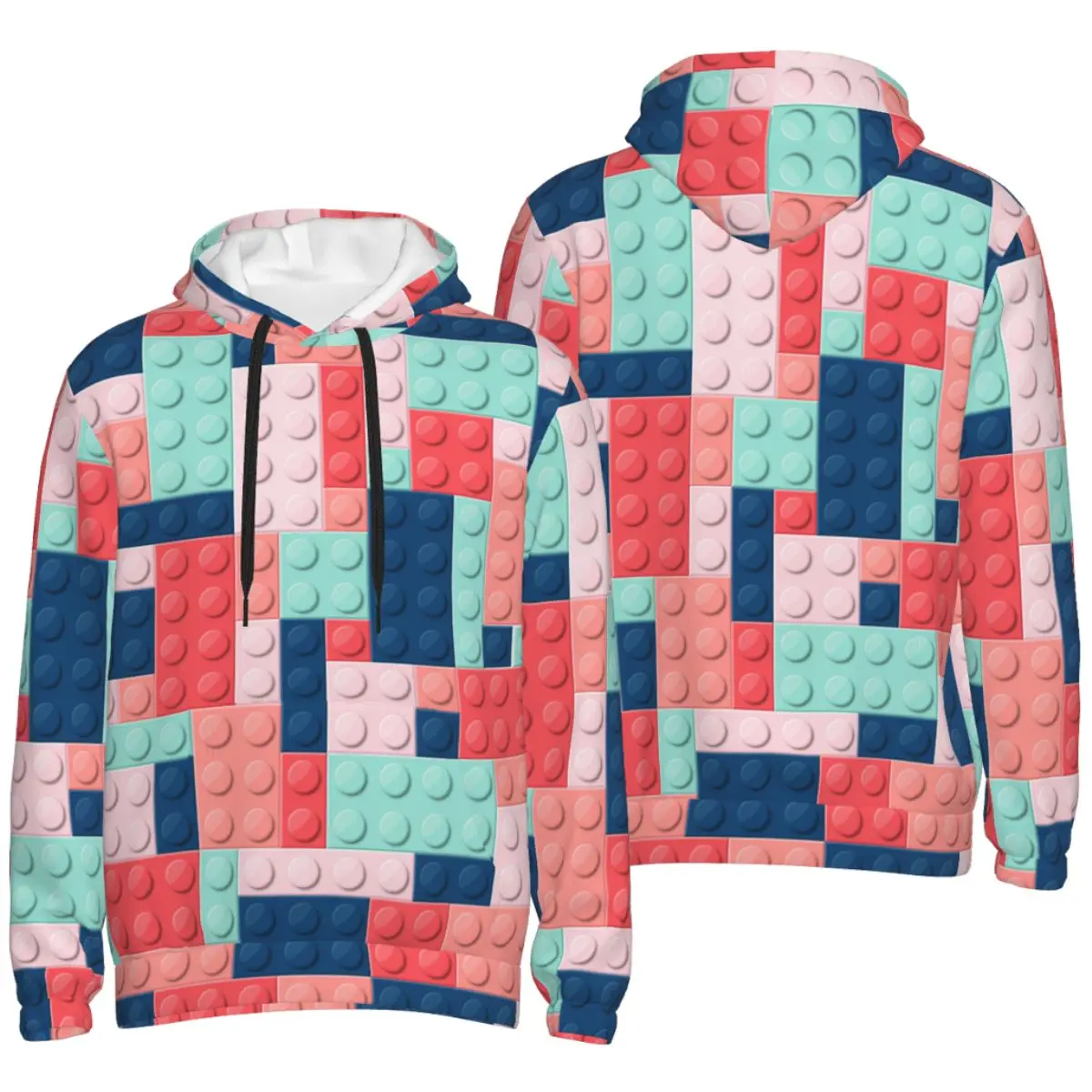 

Толстовка с капюшоном и воротником-капюшоном, красного и синего цвета