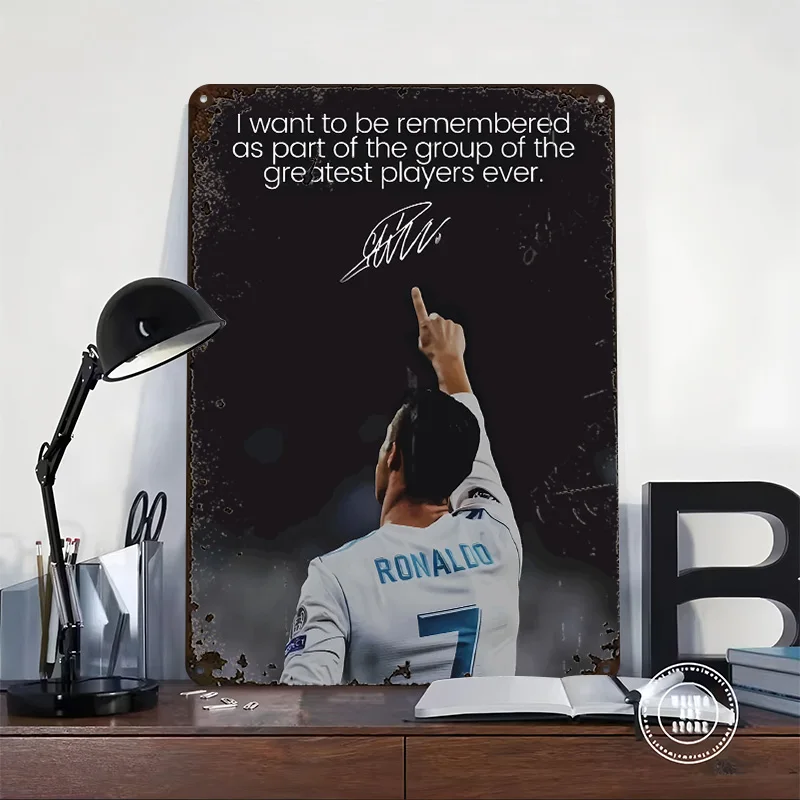 Cristiano Ronaldo Poster Retro 3D Printed Metal Signs Customized Wall Hanging Gift for Home Decor Living Room Article Decoration