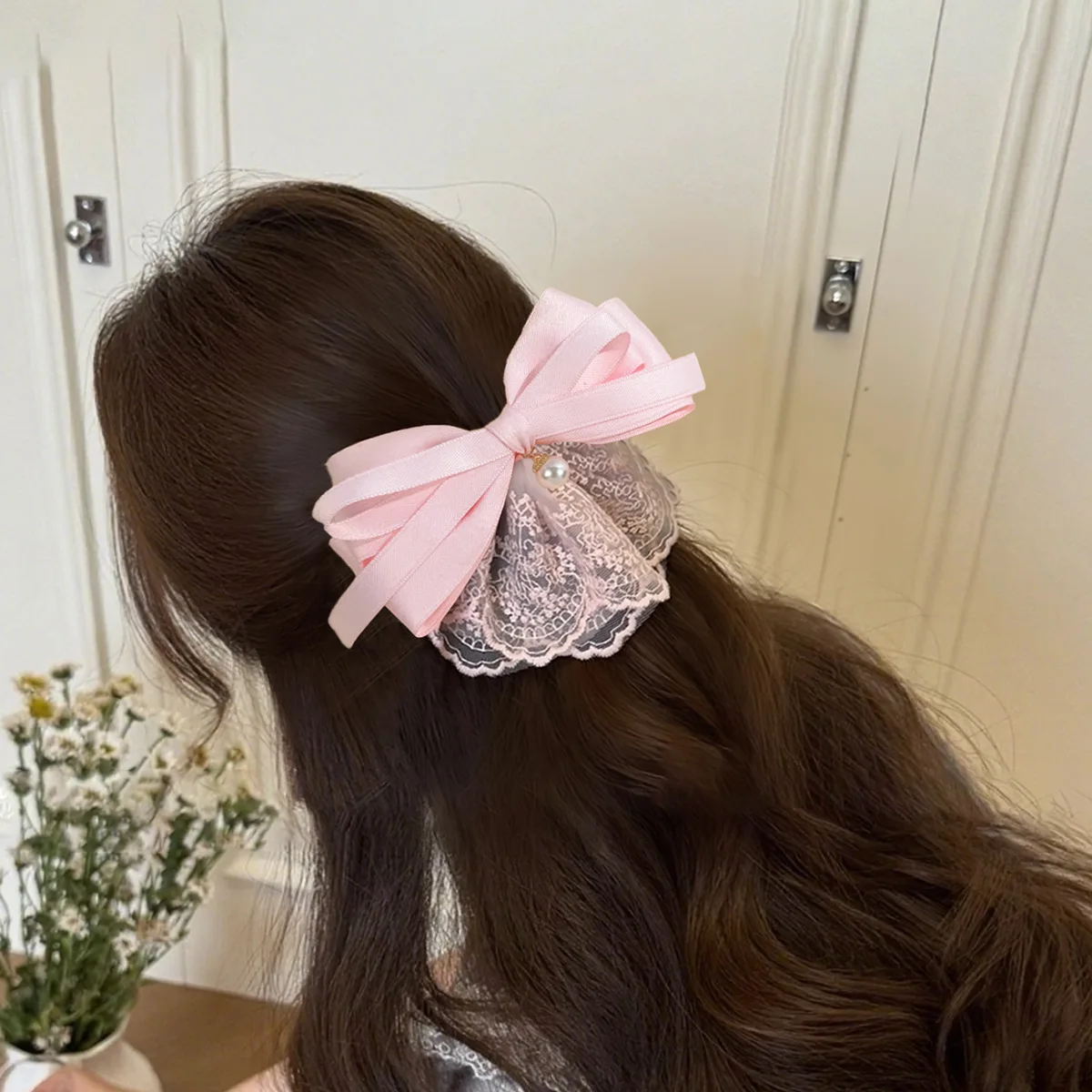 

21 PCS/Lot, 5.12" Sweet Girls Lace Ribbon Bow Hair Clips Women's Ponytail Clip French Hair Barrette Kids Hair Accessoires