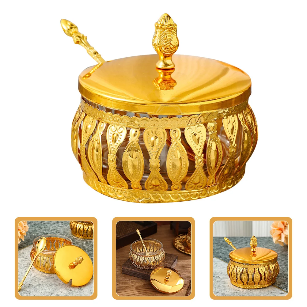 

Sugar Bowl With Spoon Vintage Spice Jar Kitchen Seasoning Storage Container Candy Box Salt Pepper Dispenser