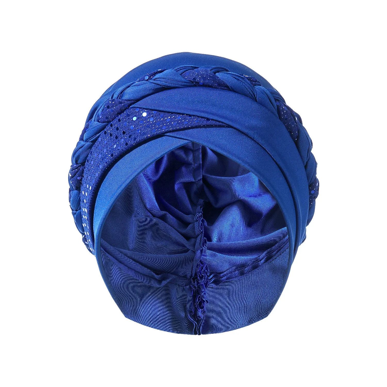 

Sequins Braid Hijab African Female Head Wraps Wedding Bonnet Nigeria Already Made Headtie Cap for Women Auto Gele Headgear Cover