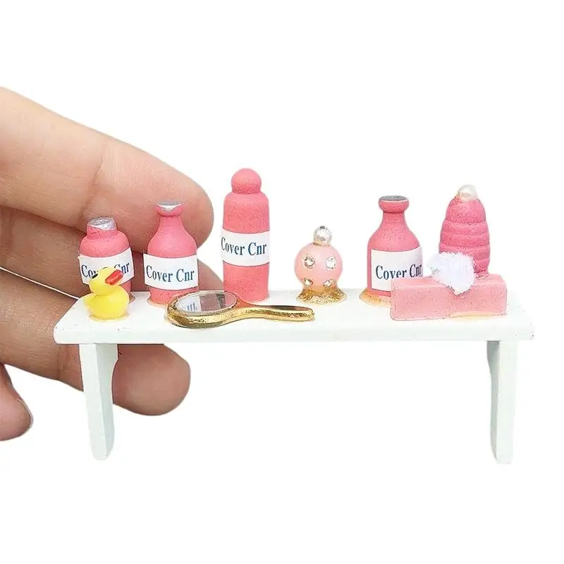 1 Stuks 1/12 Poppenhuis Simulatie Mini Toiletartikelen Rack Model Miniatuur Items Poppenhuis Accessoire Parfum Plank Ornamenten Speelgoed