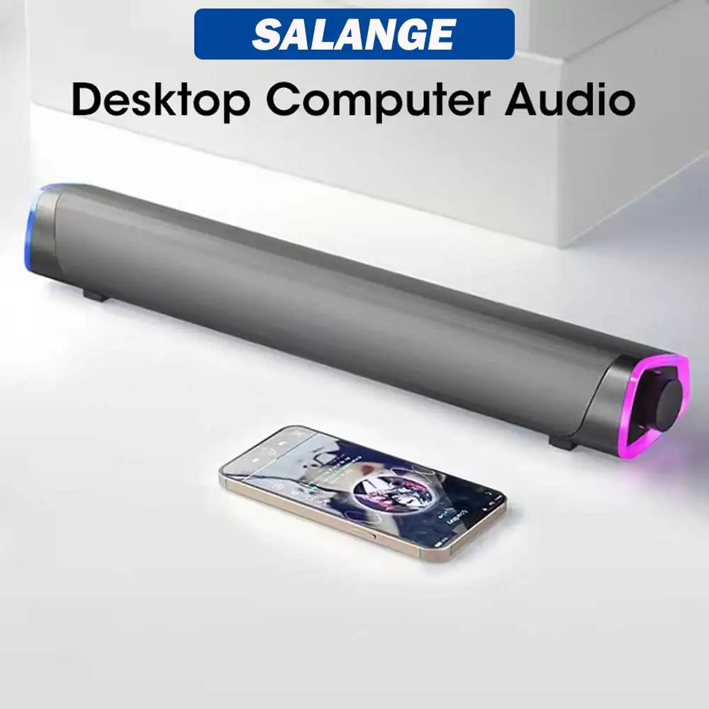 

Salange Bluetooth Speaker USB Wired 3.5mm Port Sound Bar for PC Game Console Smartphone Laptop Tablet Black Desk Set Long