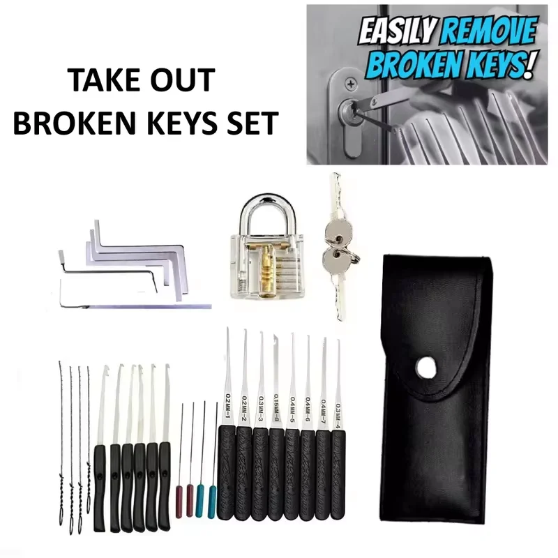 8piece Lock Pick Set Locksmith Supplies Broken Key Auto Extractor Remove Hooks Stainless Steel DIY Hand Tools Hardware