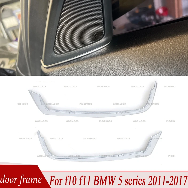 2pcs Front Door Speaker Cover Gap Trim Silver Horn Decorative Strip For BMW 5 Series F10 F11 Car Interior Accessories Chrome