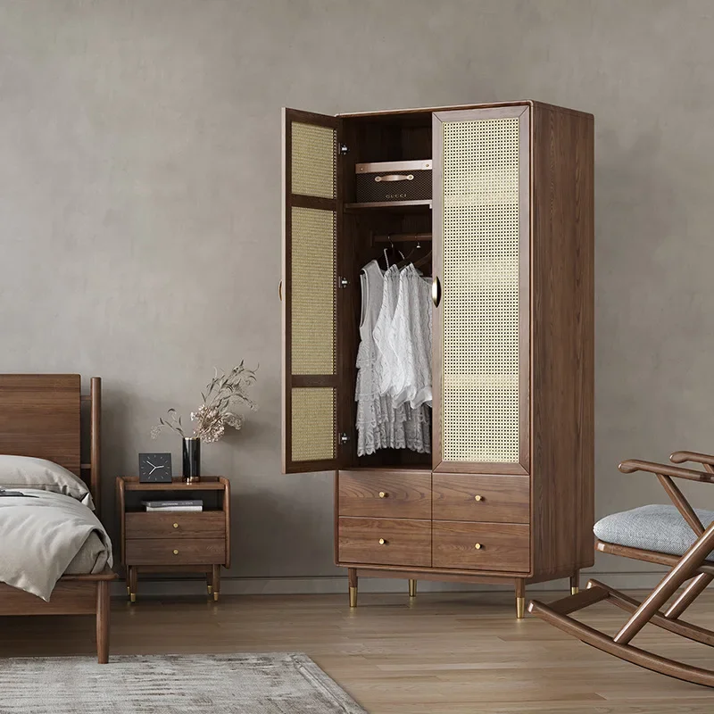 

Nordic Solid Wood Wardrobe Small Apartment Modern Wardrobe Home Bedroom
