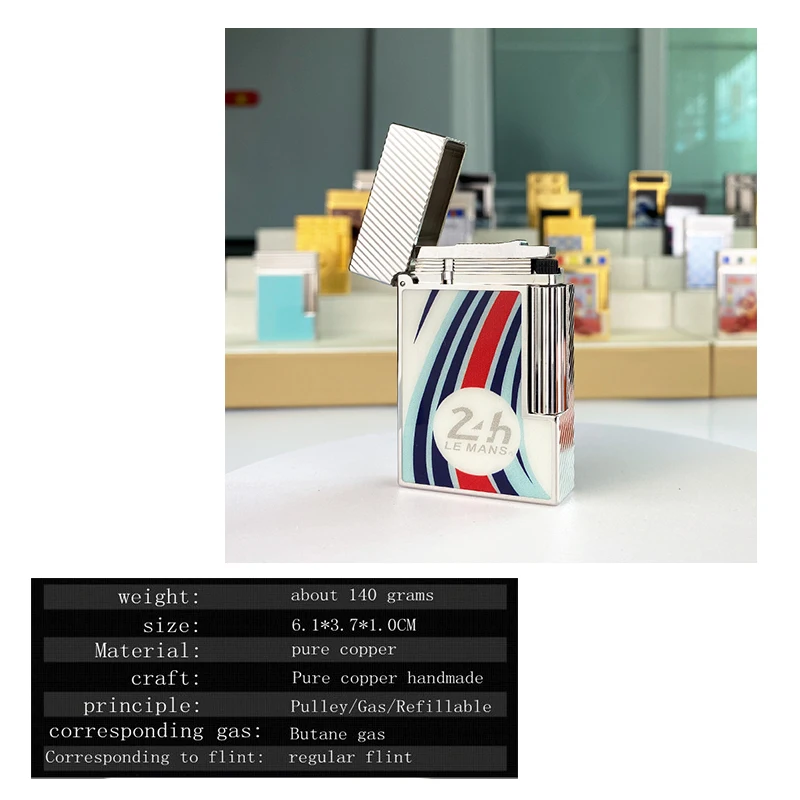 New commemorative edition luxury butane lighter single and double flame flat tone natural paint smoker L2 series 19008