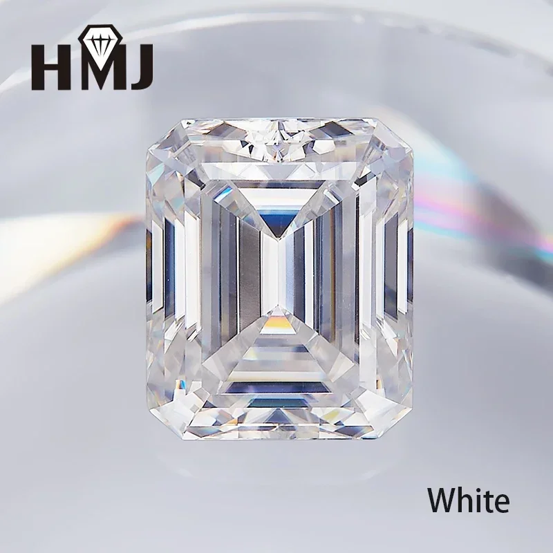 HMJ, precio al por mayor, piedra moissanita, corte esmeralda, Color D, azul, verde, VVS1 con certificado GRA, piedras preciosas de 0,5 CT-10 CT, canales para judío