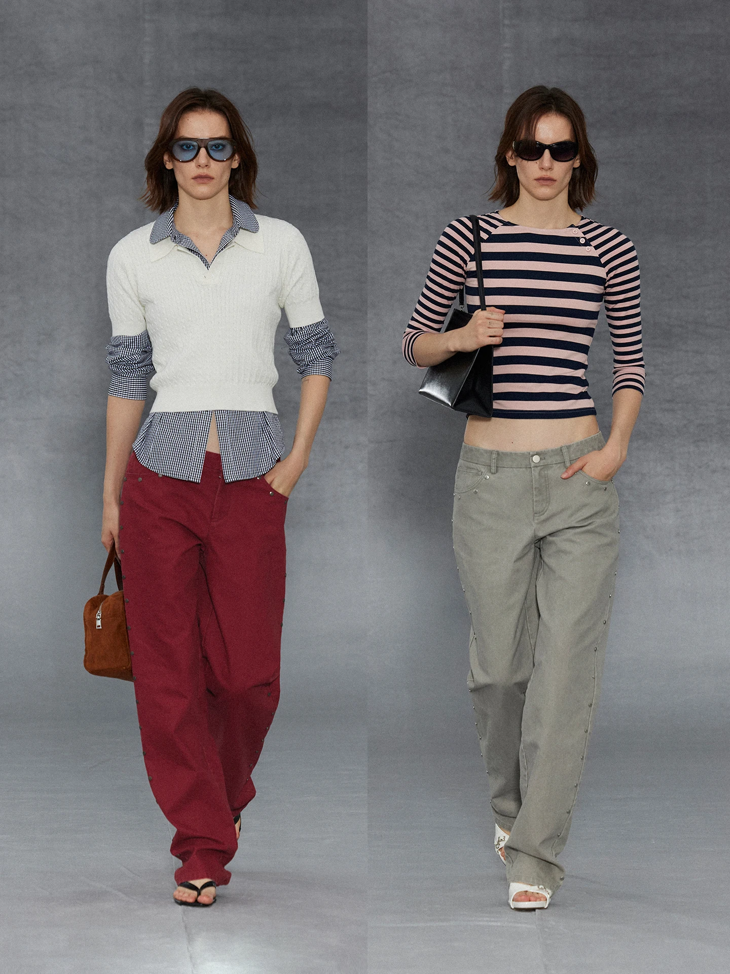 

Low Waist Straight Leg Jeans Faded Washed Rivets Casual Pants Retro Style Commute Wind Zipper Closure Cotton 100% Ladies