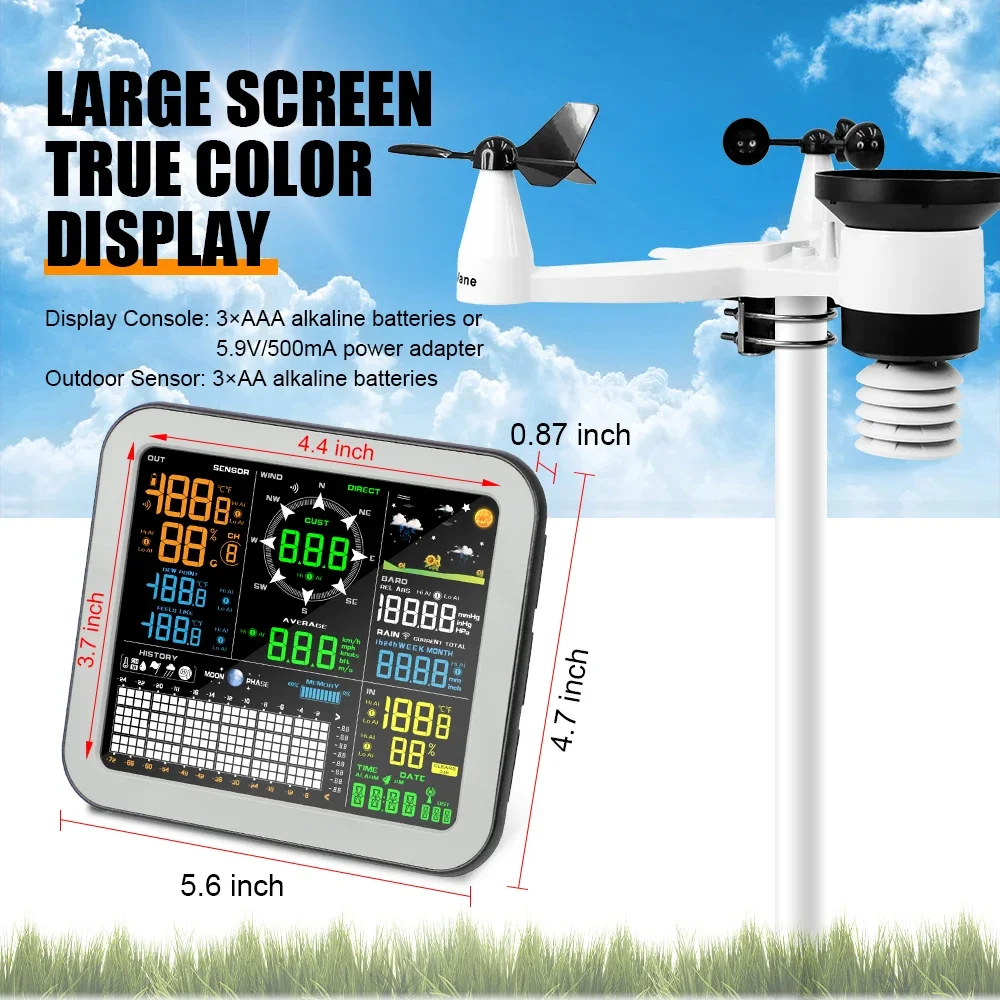 Station météo ambiante portable, sans fil, émetteur 2023 m, USB disponible, prévision météo domestique, 0345 nouveau, 100