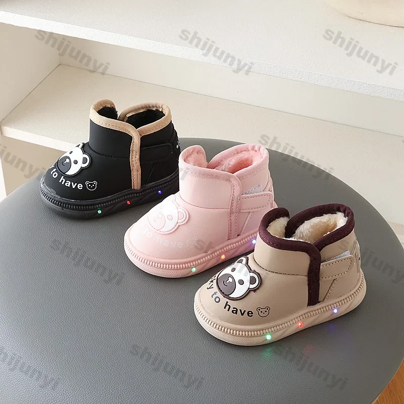 

Children's Casual Cotton Snow Boots Girls Boys Cute Fashion Cotton Snow Boots Plus Fleece Warm Kids Winter Non-slip Cotton Shoes