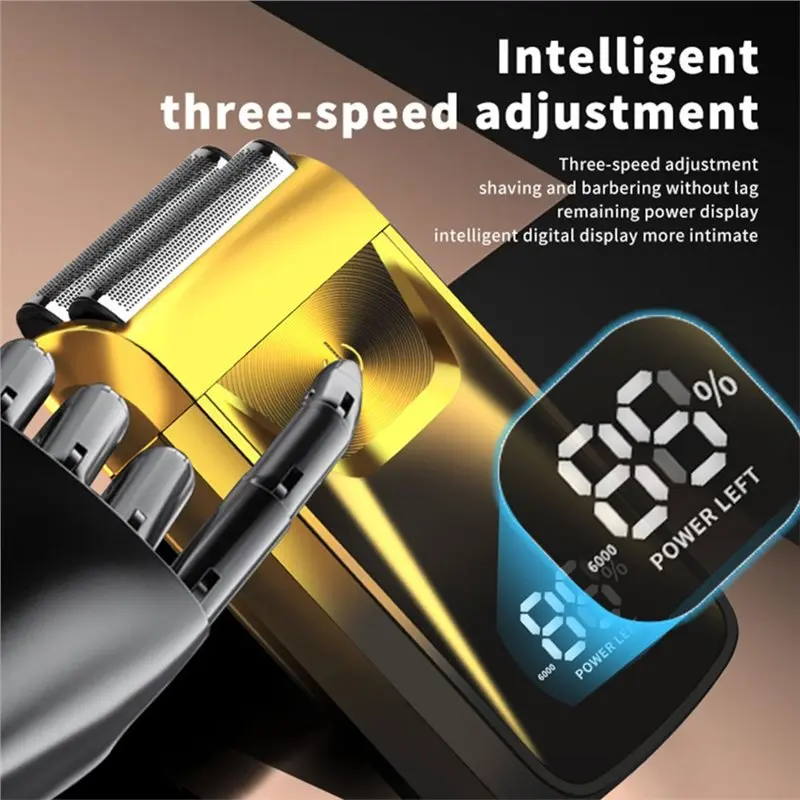 NEW!A61I Electric Foil And Bald Shavers 2 In 1 For Men Reciprocating Razor Blade And Popup Beard Trimmer Double Shaver
