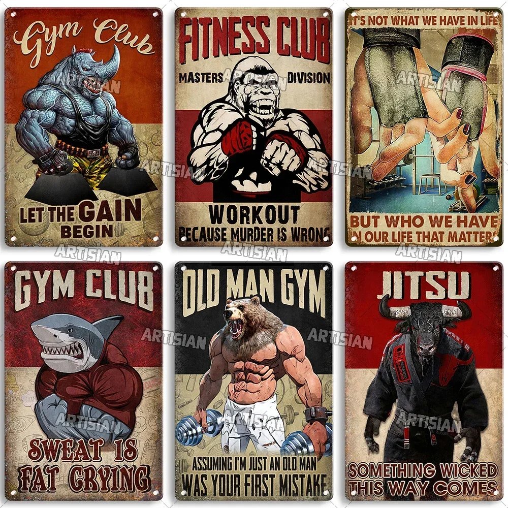 Plaque murale décorative en métal vintage avec citation inspirante du club de gym Old Man Gym, pour la décoration de salle de fitness ou de garage