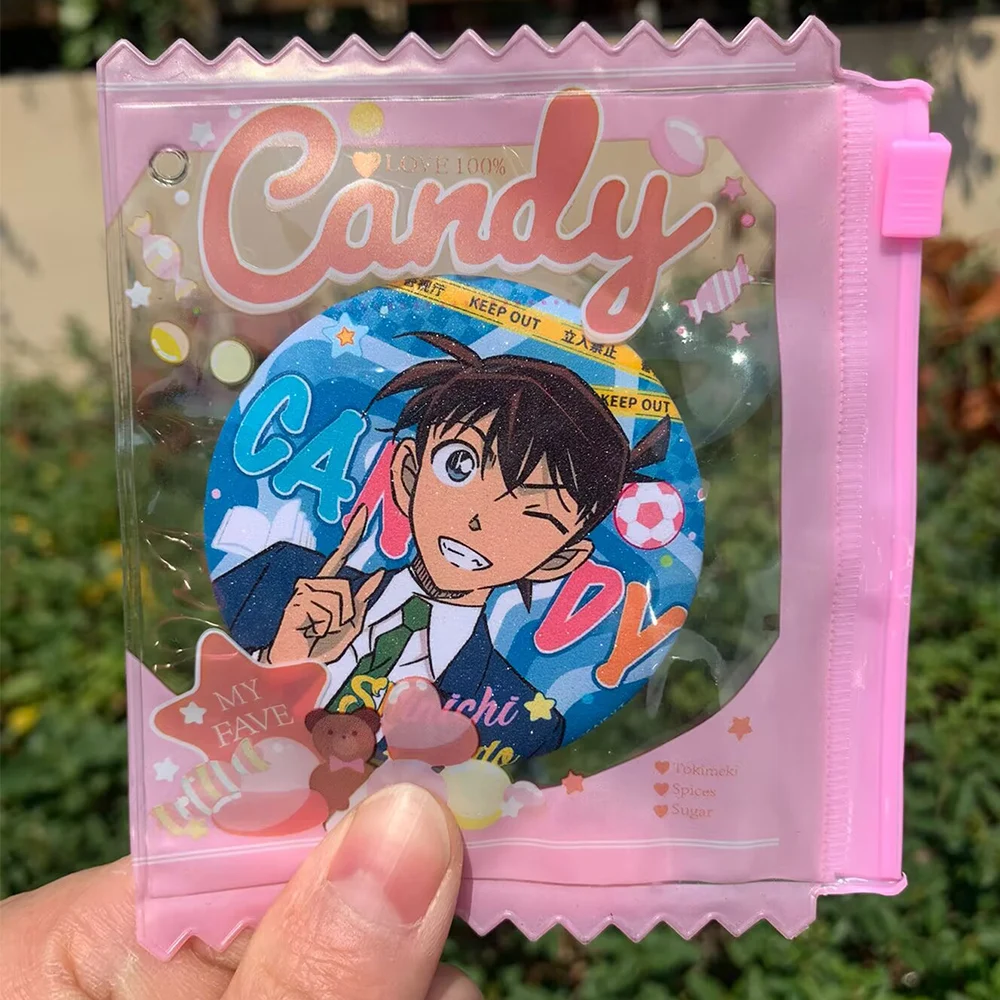 Anime detetive conan cosplay emblema bonito mouri ran kudo shinichi broche acessórios dos desenhos animados broche pino mochila adereços
