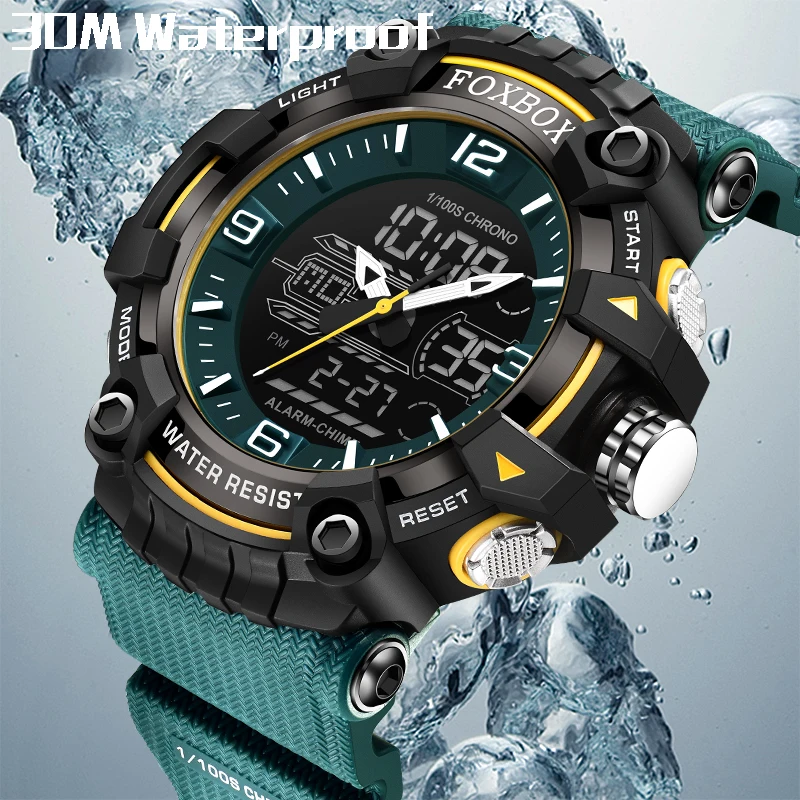 LIGE NEW Military Sport Watch for Men 30M Waterproof Dual Time Display Digital Watches Auto Date Quartz Wristwatch часы мужские