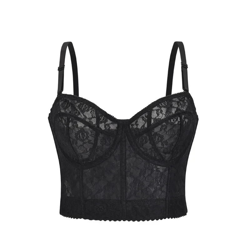 Sexy Lace Small Suspender Underwear Up Tank Tops Women Corselet Summer Slim Push Up Camis Built In Bra French Elegant Camisole