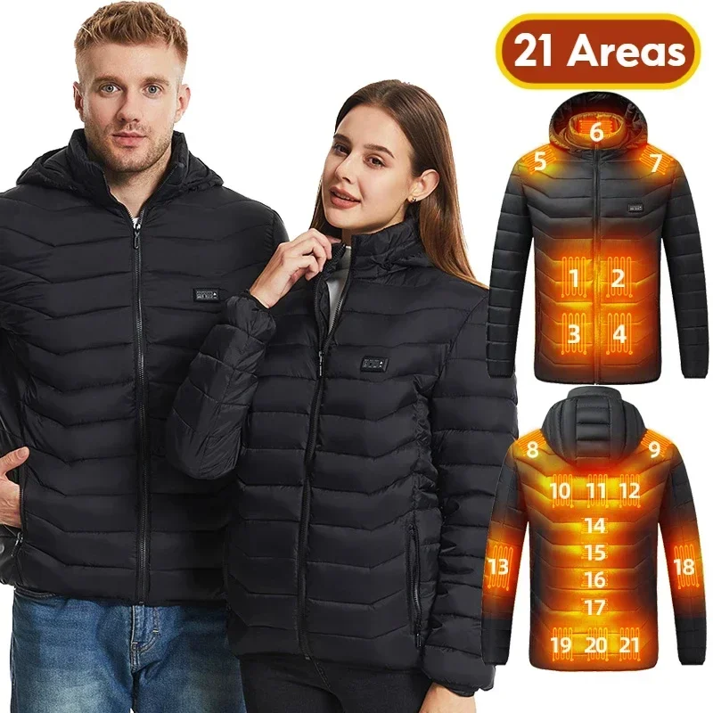 21 Areas Heated Jacket Men Women USB Electric Heated Clothes Camping Warming Self Heating Vest Hiking thermal hunting Coat Gift