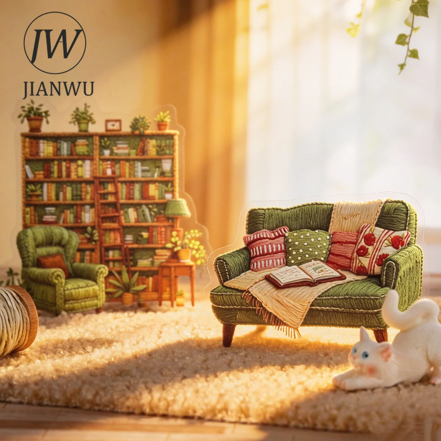 JIANWU Vintage Simulated Embroidery Home Flower Landscape Material Collage Scrapbooking PET Sticker Creative Journal Stationery