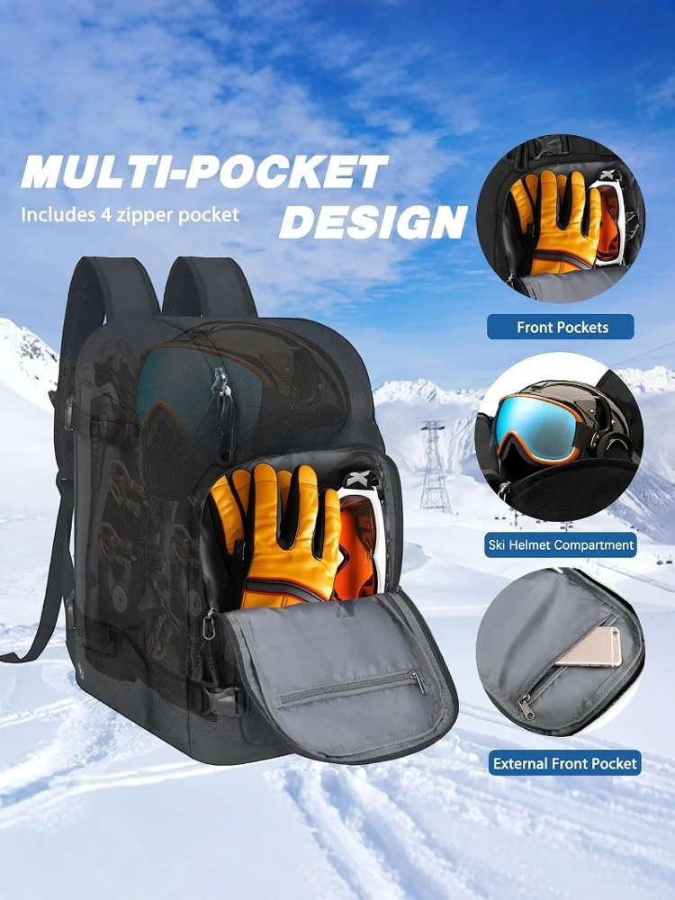 

Large Capaci Snowboard Bapa Waterproof Ski Helmet Bag 50L Universal Snow Boot Snow Suit Storage Bag for Single And Doub...