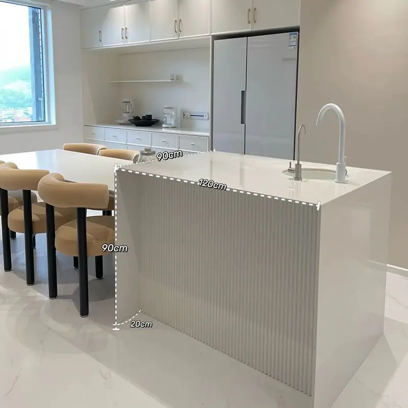 DSA rock slab island dining table integrated light luxury household multi-functional cooking table bar table kitchen modern