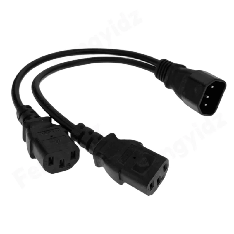 Wholesale 1pcs Single C14 to Dual C13 5-13R Short Power Y Type Splitter Adapter Cable Cord 30cm