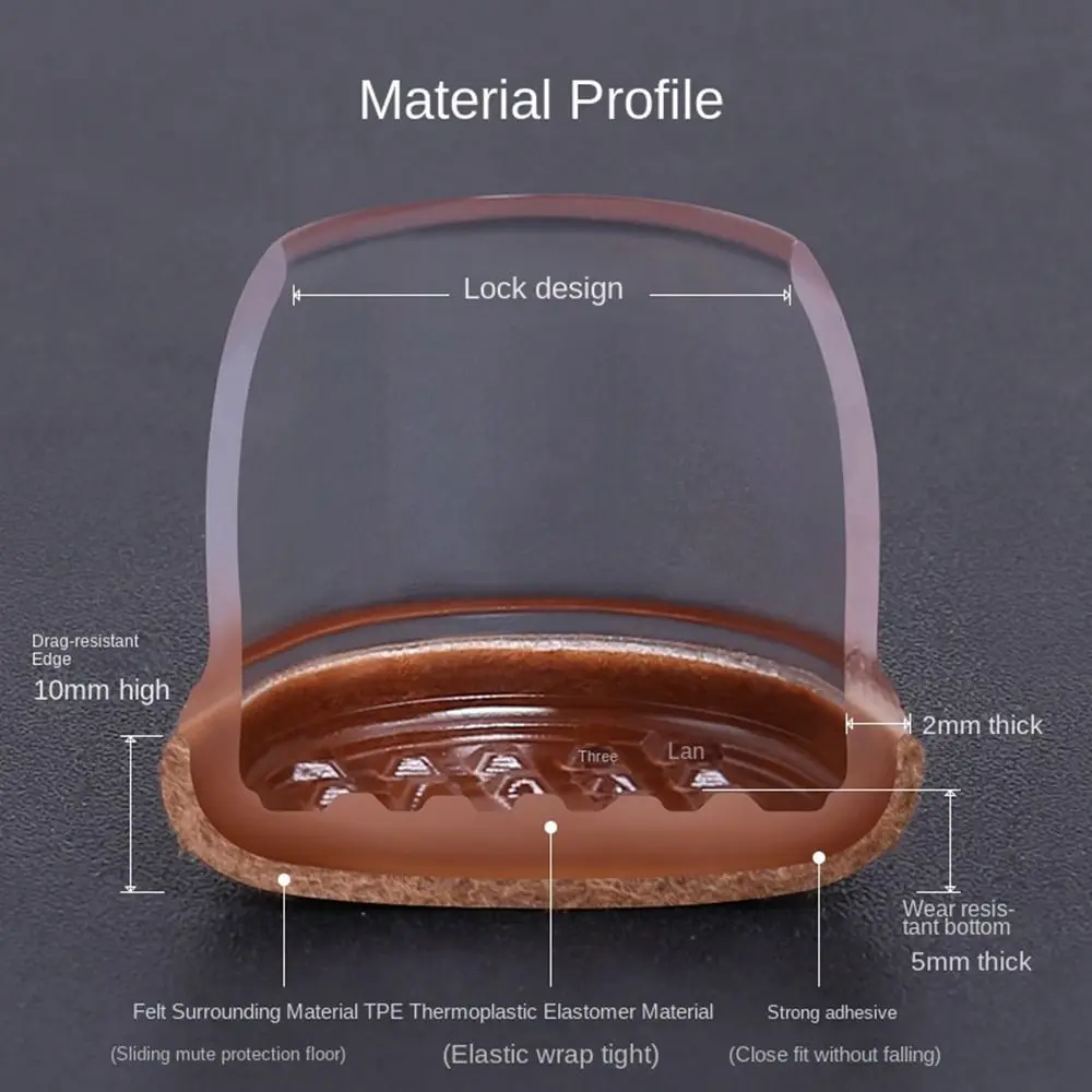4 szt. TPE ochraniacze na nogi stołu filcowe ochraniacze na podłogę podkładki pod stopy stołu antypoślizgowe trwałe podkładki ochronne na nogi od krzesła