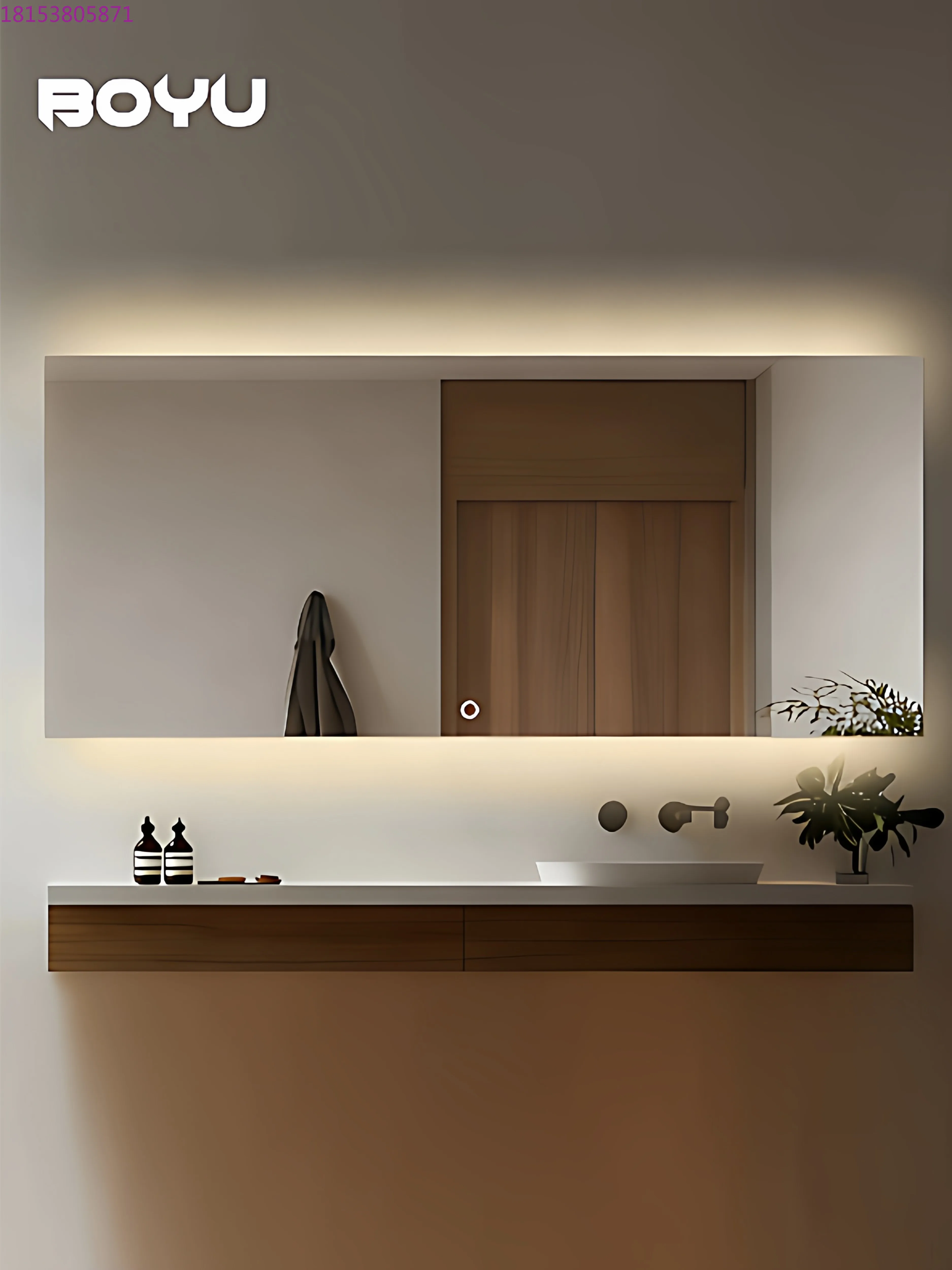 Smart luminous bathroom mirror with light up and down backlight wall hanging bathroom bathroom large mirror