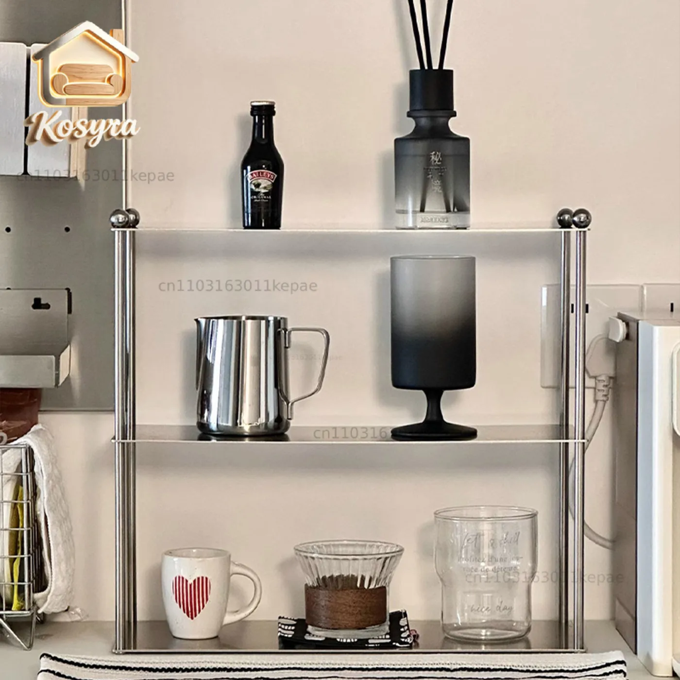 Minimalist Bauhaus stainless steel multi-layer rack medieval cup holder desktop finishing rack cosmetics perfume storage rack