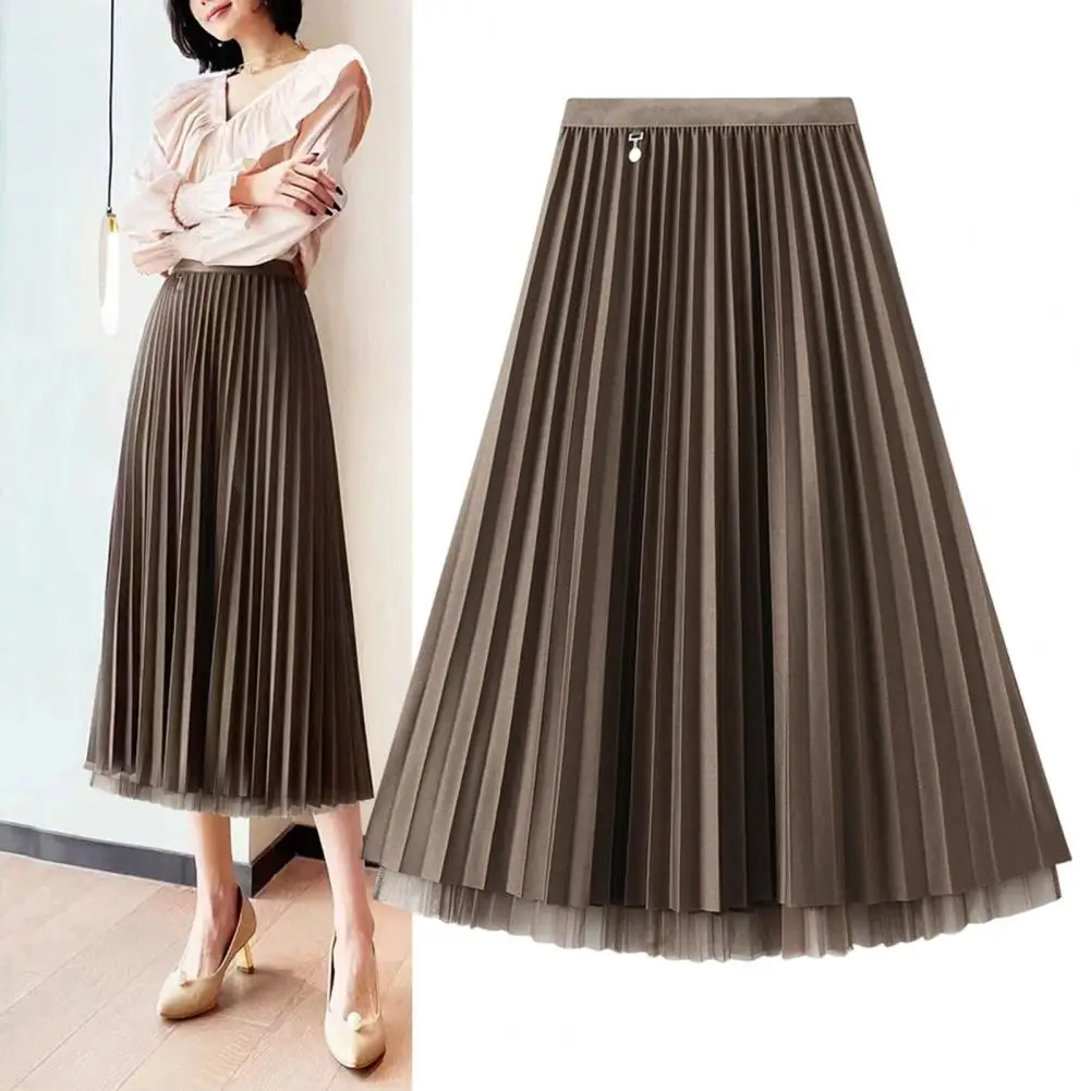 

Женская юбка миди с эластичной высокой талией, А-силуэт, однотонная, двусторонняя, с возможностью переворачивания, осенне-зимняя