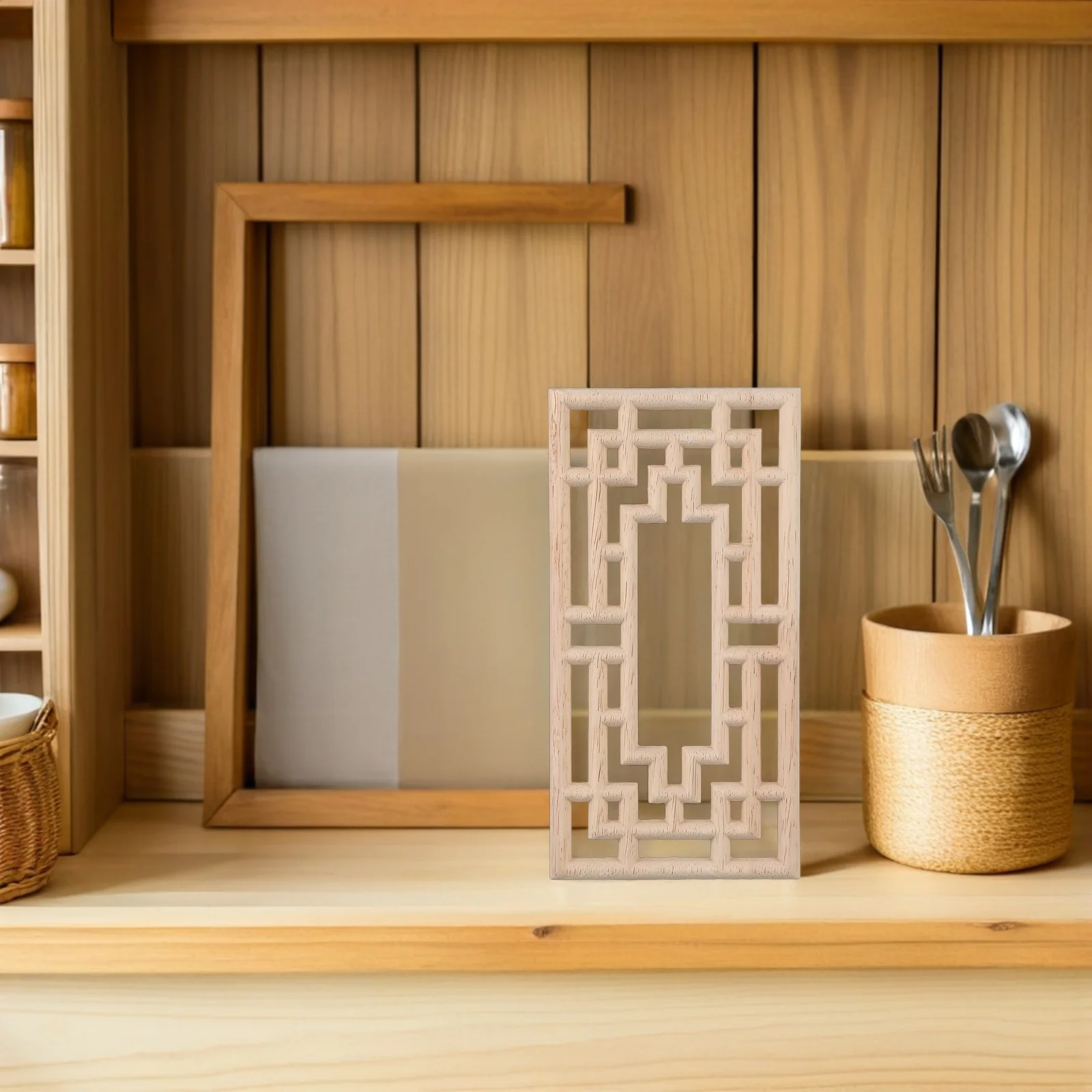 2 قطعة خشب على الطراز الأوروبي منحوت يزين أثاث غير مطلي جدار ديكور Onlays لباب الخزانة إطار سرير ديكور خشبي #2