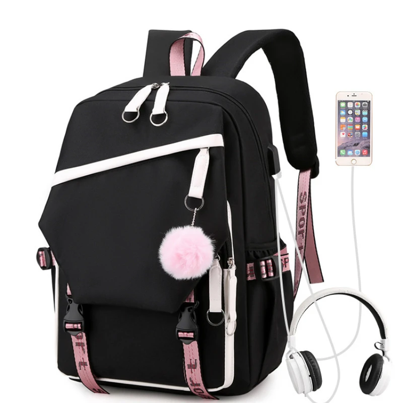 MINISO-Sac à dos Hello Kitty pour femmes et filles, sac à dos étudiant, USB, dessin animé, grande capacité, à la mode et de haute qualité, nouveau