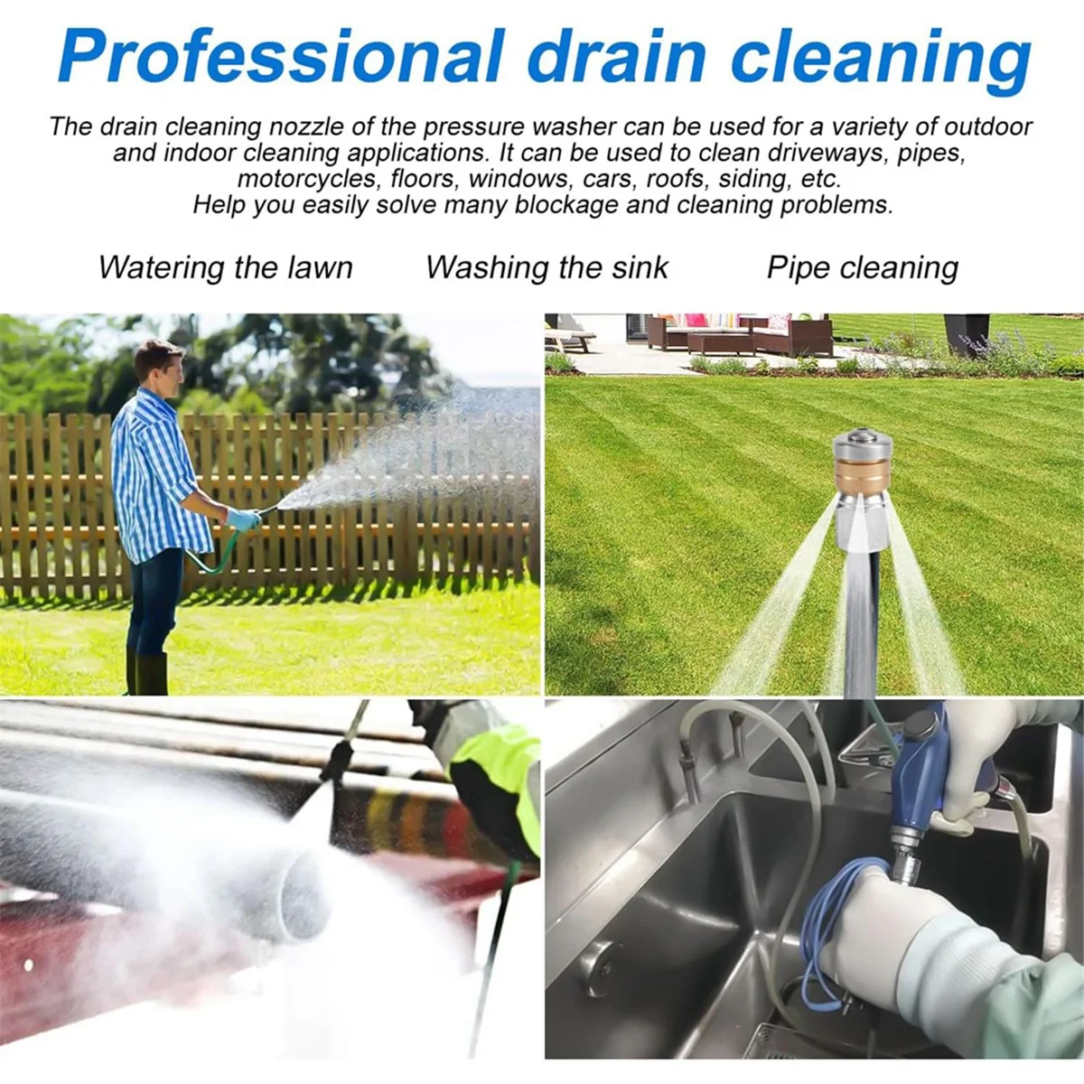 ABXHH 10pcs Sewer Jetter Nozzle with 1/4&3/8inch NPT Quick Connectors,Nozzle for Pressure Washer Drain Jet Hose Sewer Cleaning