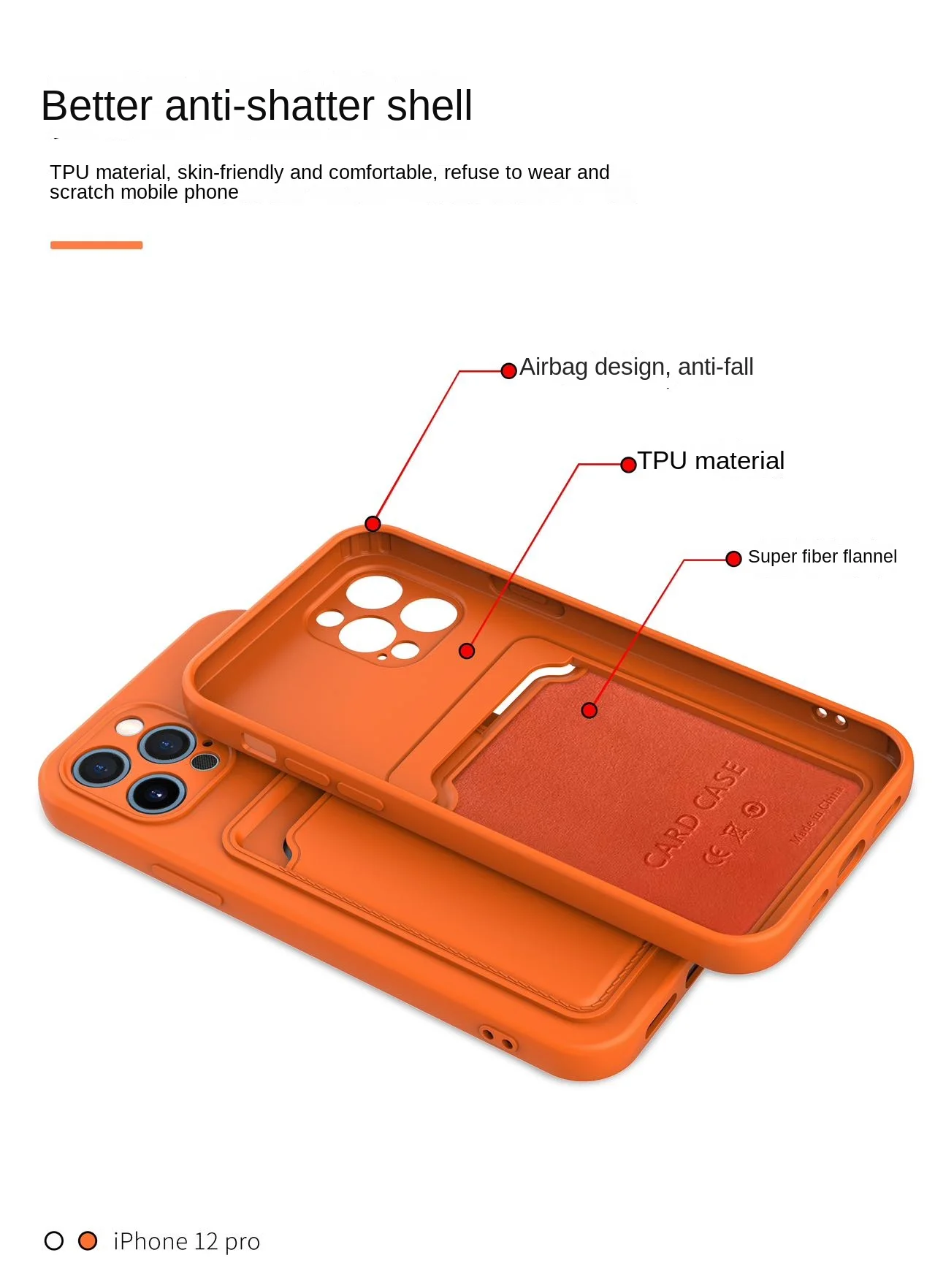 TPU Weiche Kartenhülle Integrierte Handyhülle für iPhone 12 13 14 15 16 17 18 Pro Max Mattierte Rückseite Hautfreundliche Handyabdeckung – Detail 3