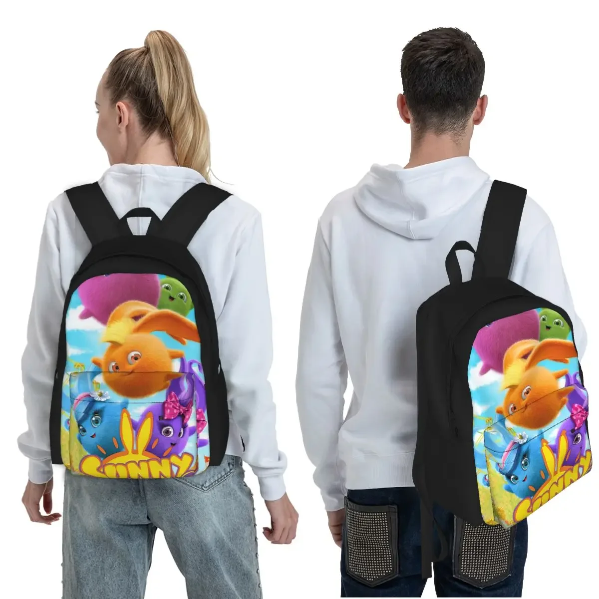 Sunny Bunnies Anime Cartoon Student Backpack School Bag Hiking Travel Daypack for Boys Girls Fashion Bookbag Shoulder Bags