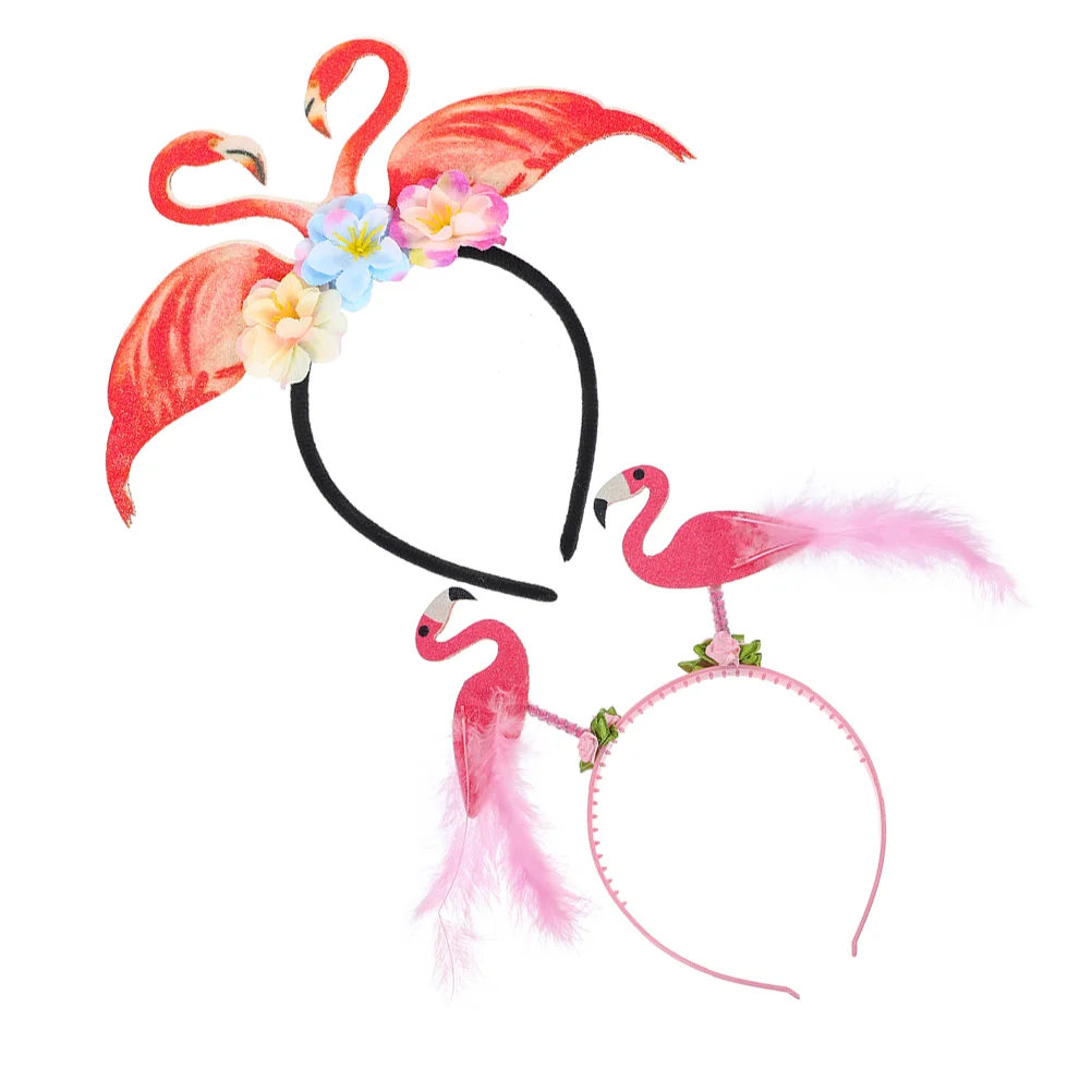 2 uds. Diadema de flamenco, artículos decorativos, decoraciones para el cabello, fieltro, Navidad hawaiana para mujer
