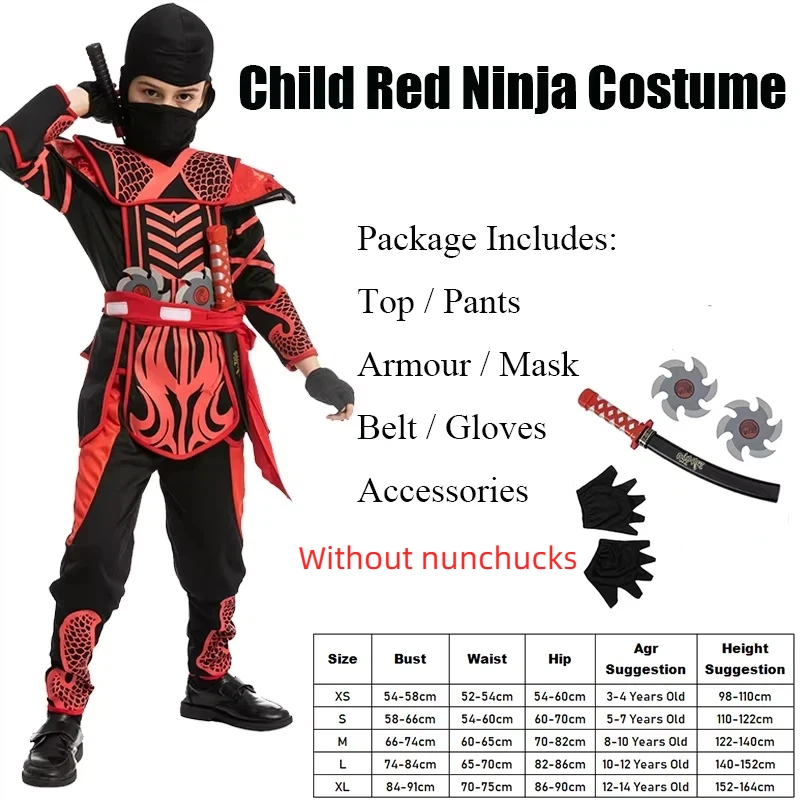Gouden Draak Kinderkostuum Assassin Cosplay Wereldboekendag Verkleedkostuum Niño Rood Zwart Krijger Carnavalskostuums
