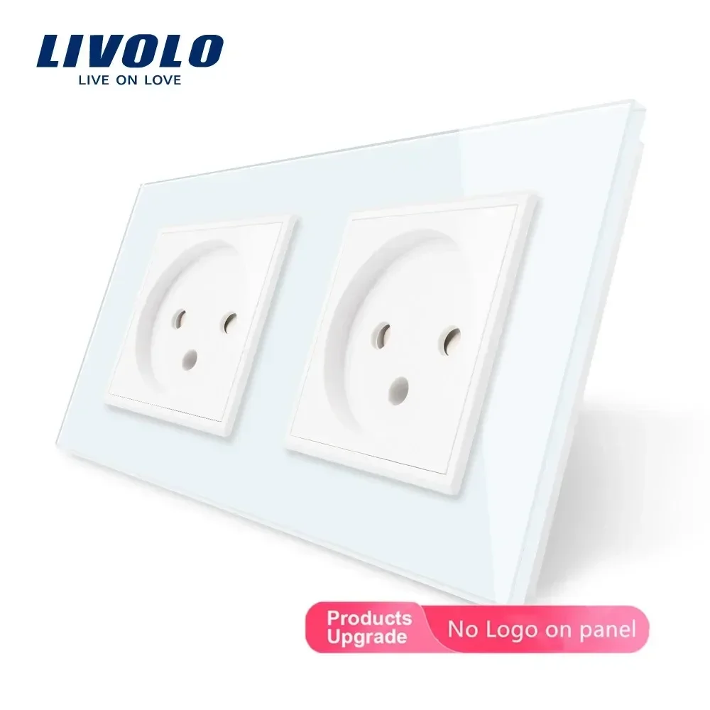 Livolo Double Israel Power Socket,Tempered Glass Panel, AC100~250V 16A Electrical Outlets,AC 100~250V,151*80mm*31mm view 2