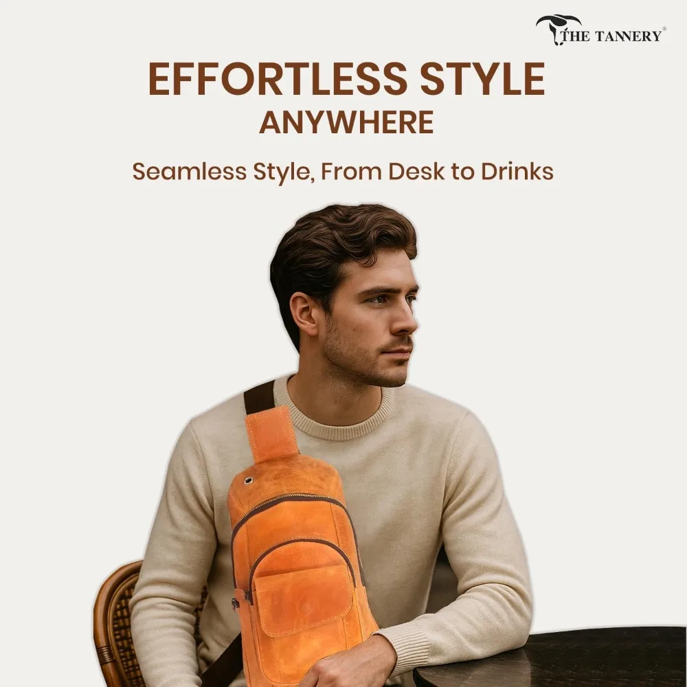 حقيبة ظهر كروس مصنوعة يدويًا من جلد الجاموس للسفر والمشي لمسافات طويلة مع حزام قابل للتعديل، للاستخدام متعدد الأغراض #5