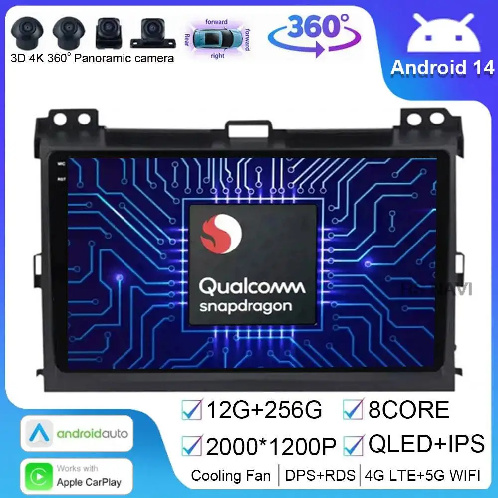 

Android 14 For Toyota Land Cruiser Prado 120 3 III Car Radio Multimedia Navigation Video Player GPS No 2din DSP Auto Stereo Wifi