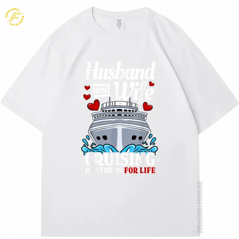 المبحرة كروز عطلة الزوج زوجة زوجين المتضخم تي شيرت الرجال تي شيرت Y2K بلايز القطن تيز 2025 بلايز ساخنة قصيرة الأكمام