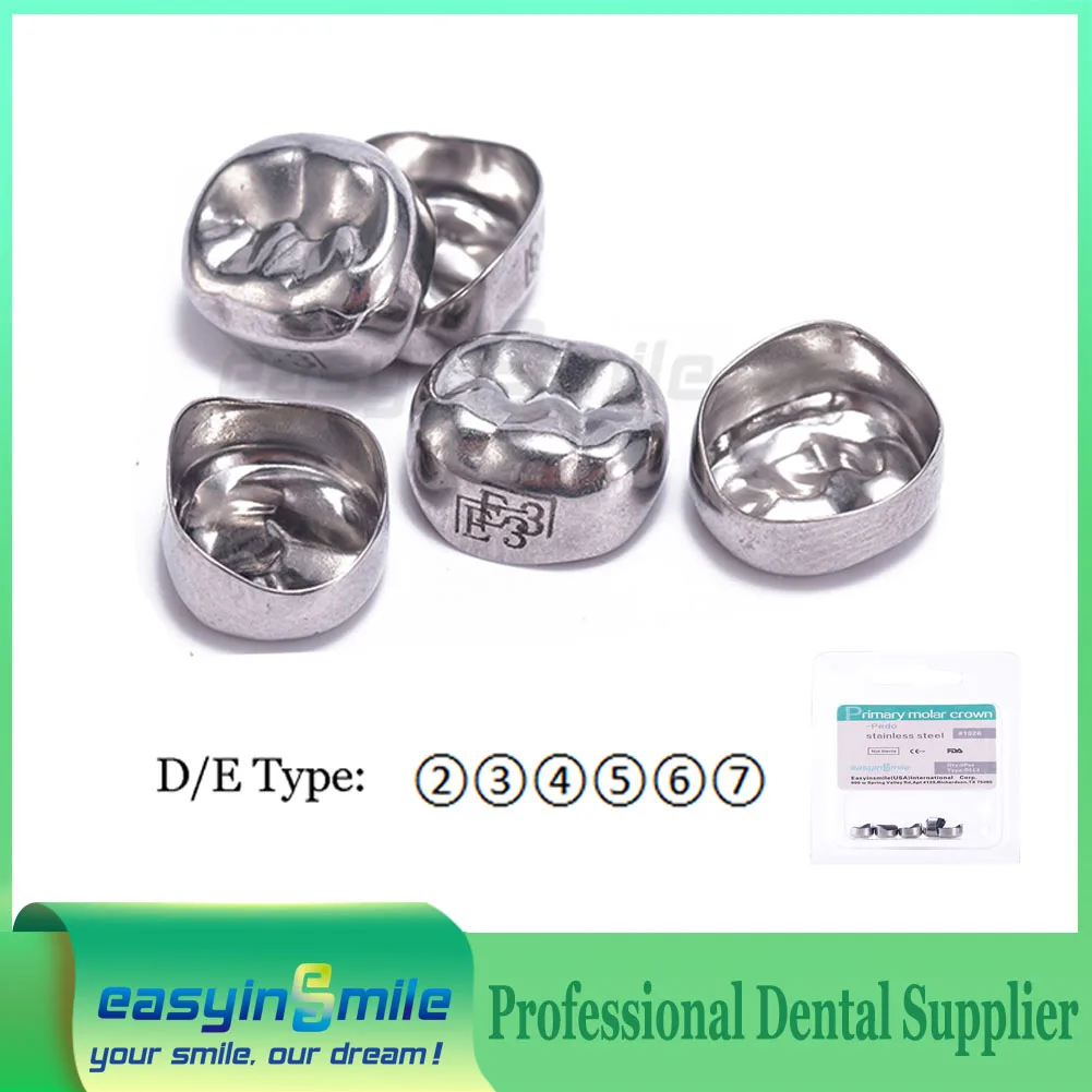 5Pcs Dental Crown Kids 1st 2nd Molar Primary Temporary Teeth stainless steel pediatric Crowns Dentist for Upper/Lower Left/Right