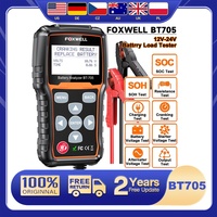 12V& 24V Battery Tester Diagnostic Tool FOXWELL BT705 Testing Cranking Charging 100-2000CCA Battery Load Analyzer for Truck Car