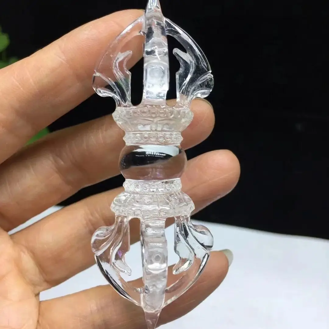 

8.3*3cm Natural Clear Quartz Crystals Jewelry Making Vajra Magic Pestle Sculpture Stones Dorje Phurba Decor Wicca Handicraft