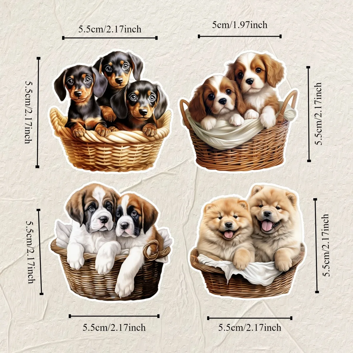 Creative cartoon Cute dog in the basket Sticker bag Retro character hand tent DIY collage Scrapbooking accessorie stationery